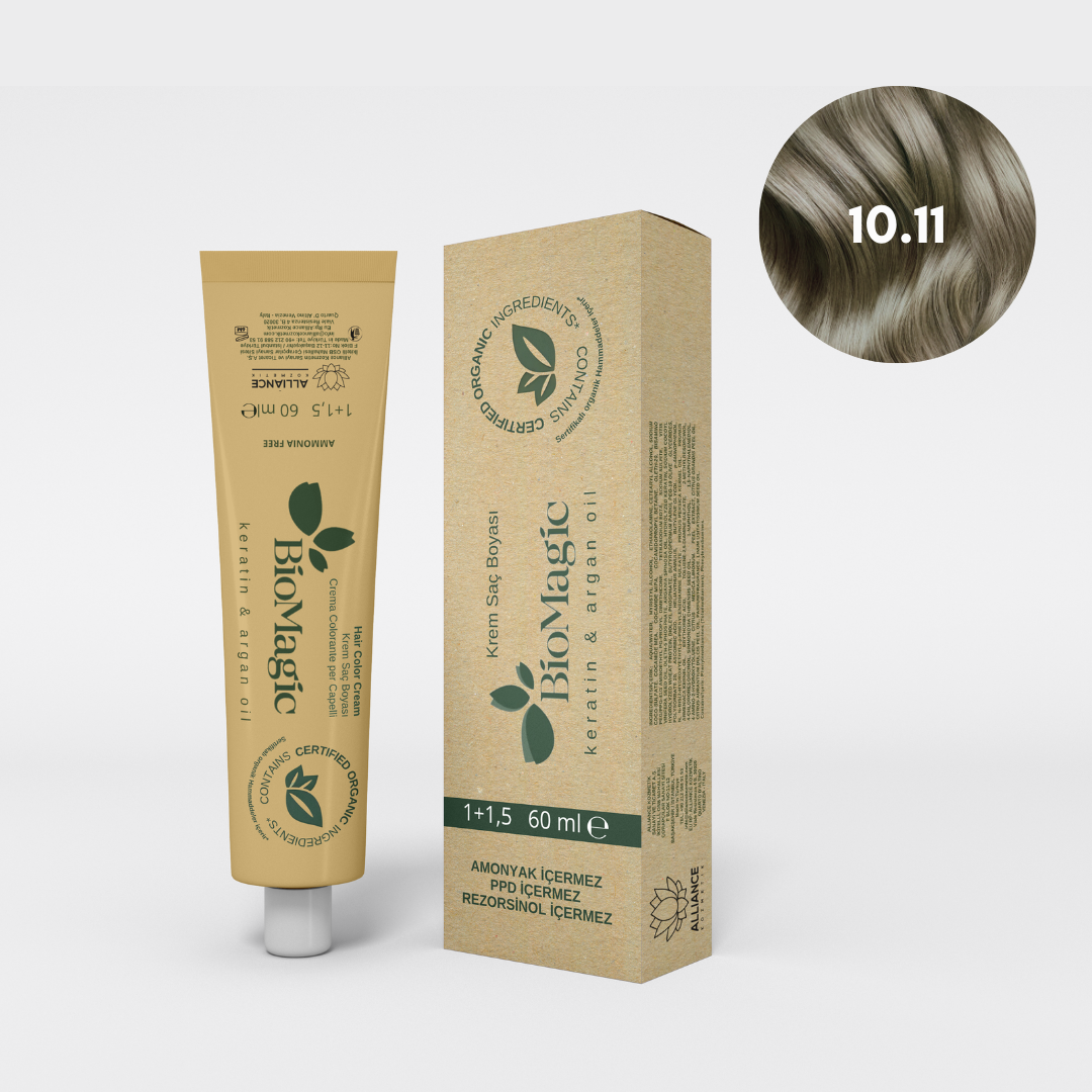 BioMagic Krem Saç Boyası 60ml 10.11 Yoğun Küllü Açık Sarı & 30 Vol. Oksidan 90ml