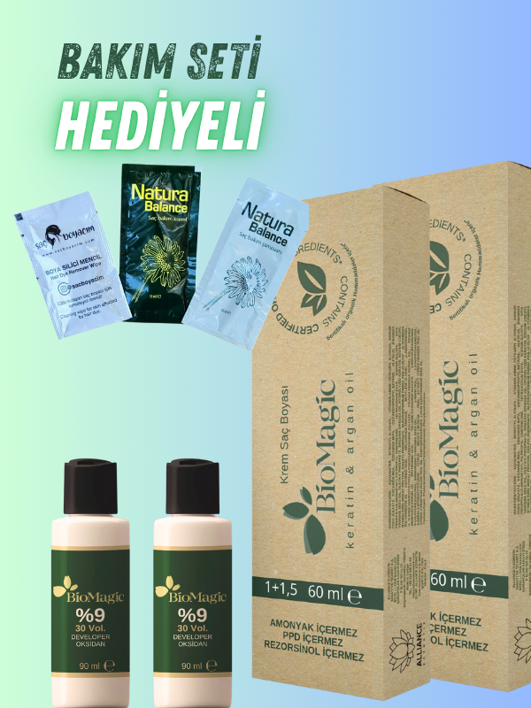 Bio Magic Amonyaksız Saç Boyası 60 ml 8.00 Açık Kumral & 30 Volum 90ml Oksidan x 2 Adet
