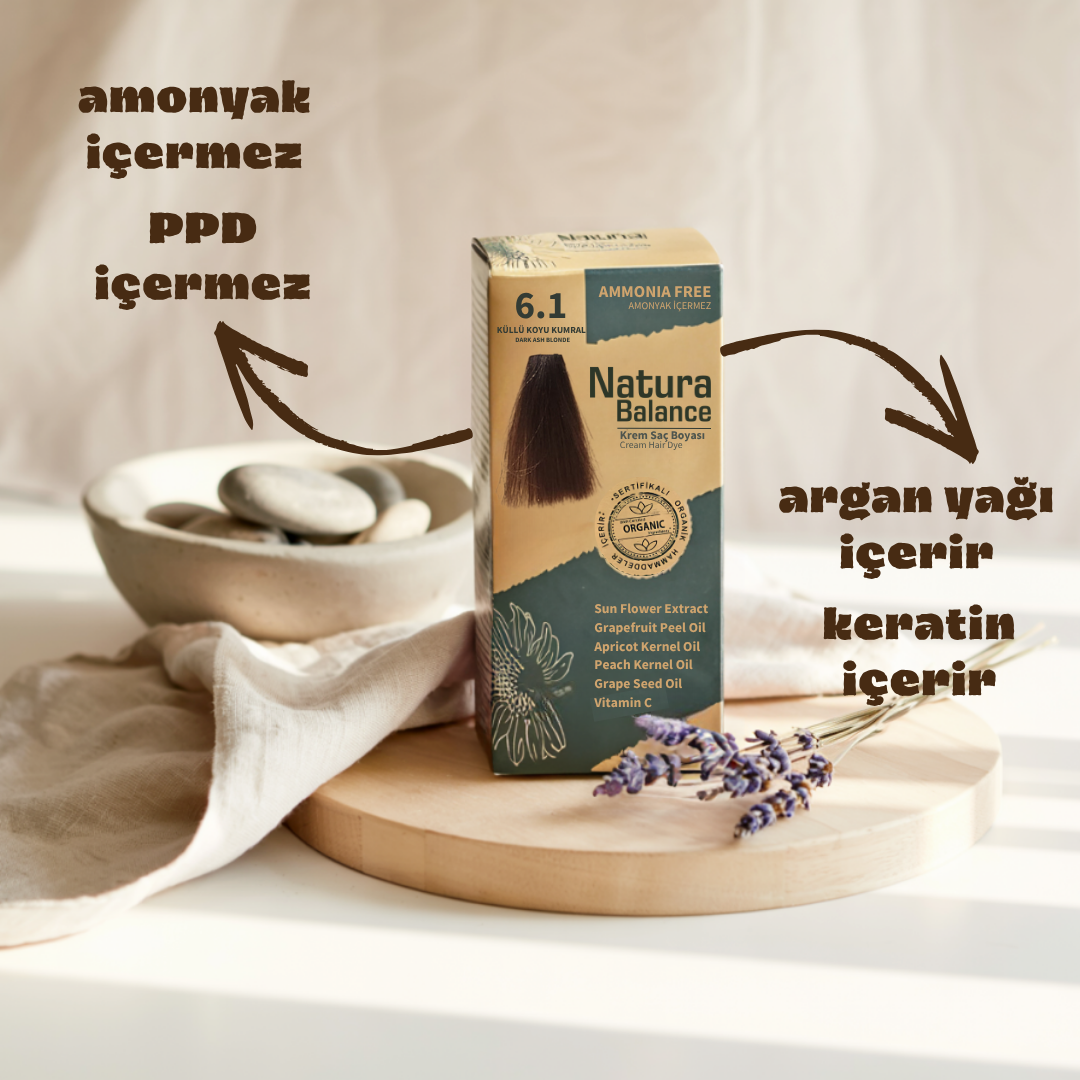 Natura Balance Kit Saç Boyası 60ml 6.1 Küllü Koyu Kumral
