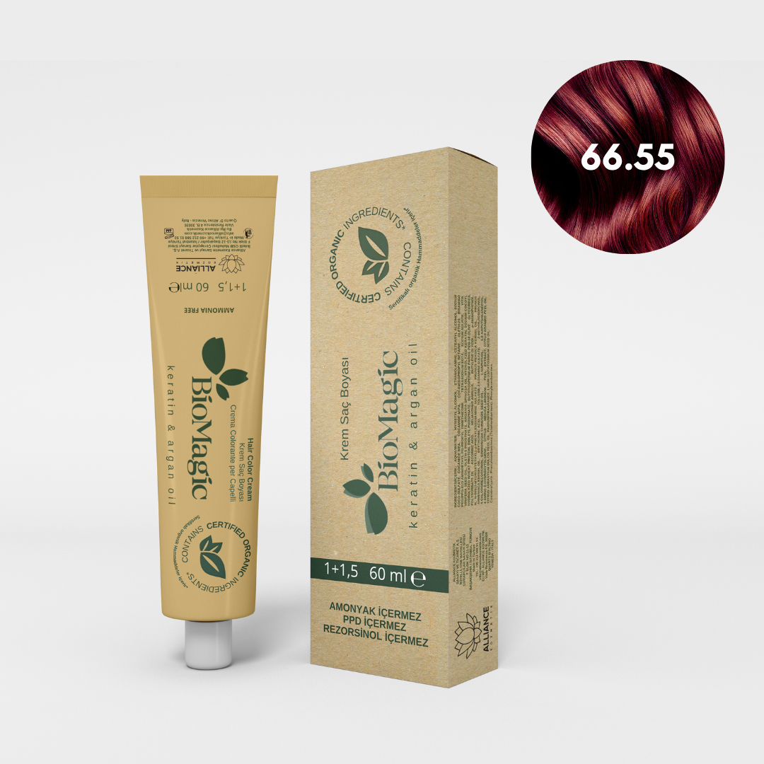 BioMagic Krem Saç Boyası 60ml 66.55 Vişne Kızılı & 20 Vol. Oksidan 90ml