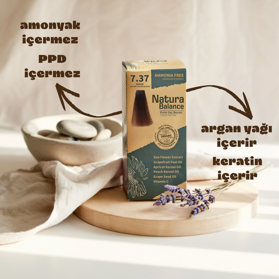 Natura Balance Kit Saç Boyası 60ml 7.37 Badem (Dore Kumral)