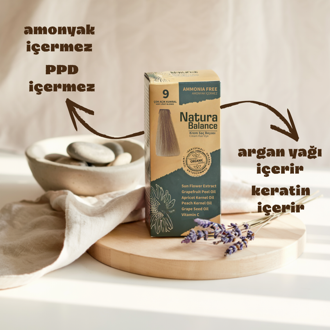 Natura Balance Kit Saç Boyası 60ml 9 Çok Açık Kumral (Sarı)