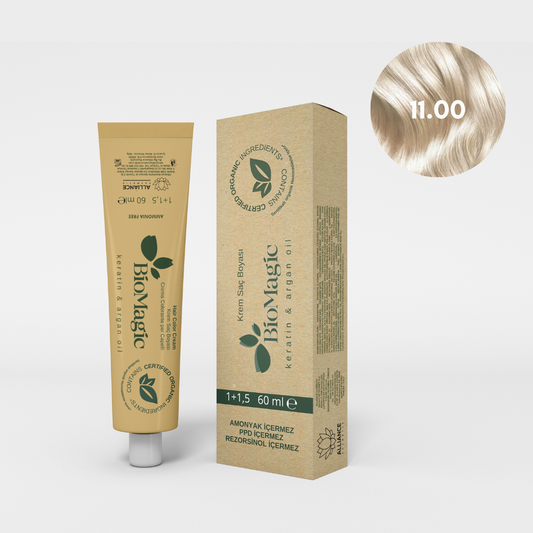 BioMagic Krem Saç Boyası 60ml 11.00 Fildişi Sarısı &  30 Vol. Oksidan 90ml
