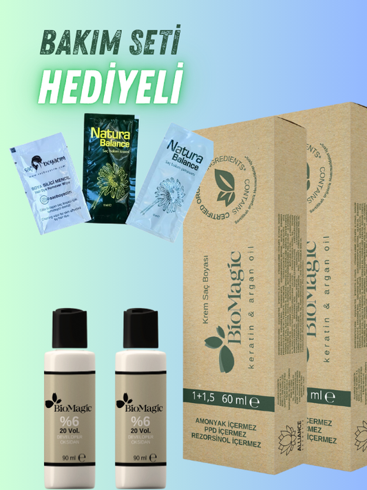 Bio Magic Amonyaksız Saç Boyası 60 ml 7.00 Kumral & 20 Volum 90ml Oksidan x 2 Adet