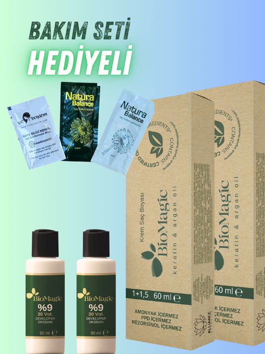Bio Magic Amonyaksız Saç Boyası 60 ml 8.00 Açık Kumral & 30 Volum 90ml Oksidan x 2 Adet