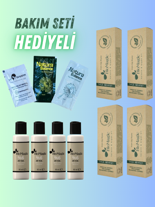 Bio Magic Amonyaksız Saç Boyası 6.00 Koyu Kumral x 4 Adet & 20 Vol. Oksidan 4 ADT