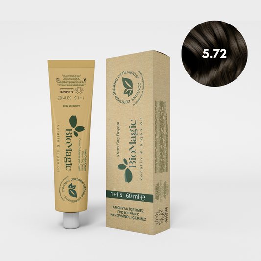 BioMagic Krem Saç Boyası 60ml 5.72 Küllü Kahve &  20 Vol. Oksidan 90ml