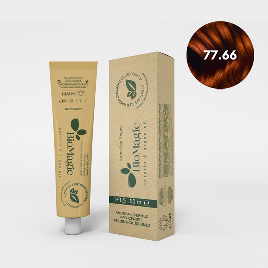 BioMagic Krem Saç Boyası 60ml 77.66 Tarçın &  20 Vol. Oksidan 90ml